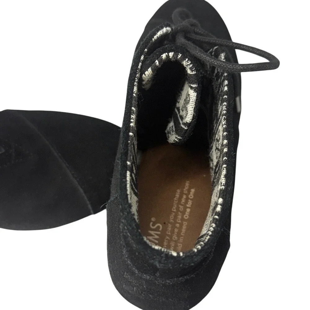 Toms Women's Black Suede Wedge Boots Size 10‎